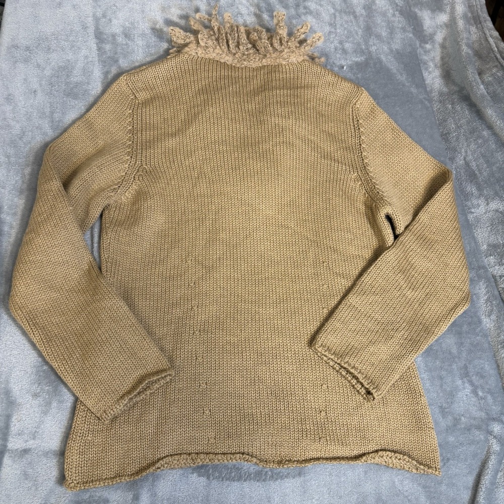 Textured Ruffle V-Neck Sweater in Tan - Picture 5 of 10
